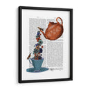 Tetera, Taza Y Flores, Naranja Y Azul. - Fab Funky | Cuadro decorativo de Canvas Lab