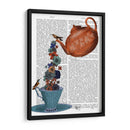 Tetera, Taza Y Flores, Naranja Y Azul. - Fab Funky | Cuadro decorativo de Canvas Lab