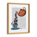Tetera, Taza Y Flores, Naranja Y Azul. - Fab Funky | Cuadro decorativo de Canvas Lab