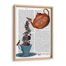 Tetera, Taza Y Flores, Naranja Y Azul. - Fab Funky | Cuadro decorativo de Canvas Lab