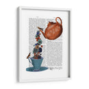 Tetera, Taza Y Flores, Naranja Y Azul. - Fab Funky | Cuadro decorativo de Canvas Lab