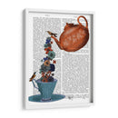 Tetera, Taza Y Flores, Naranja Y Azul. - Fab Funky | Cuadro decorativo de Canvas Lab