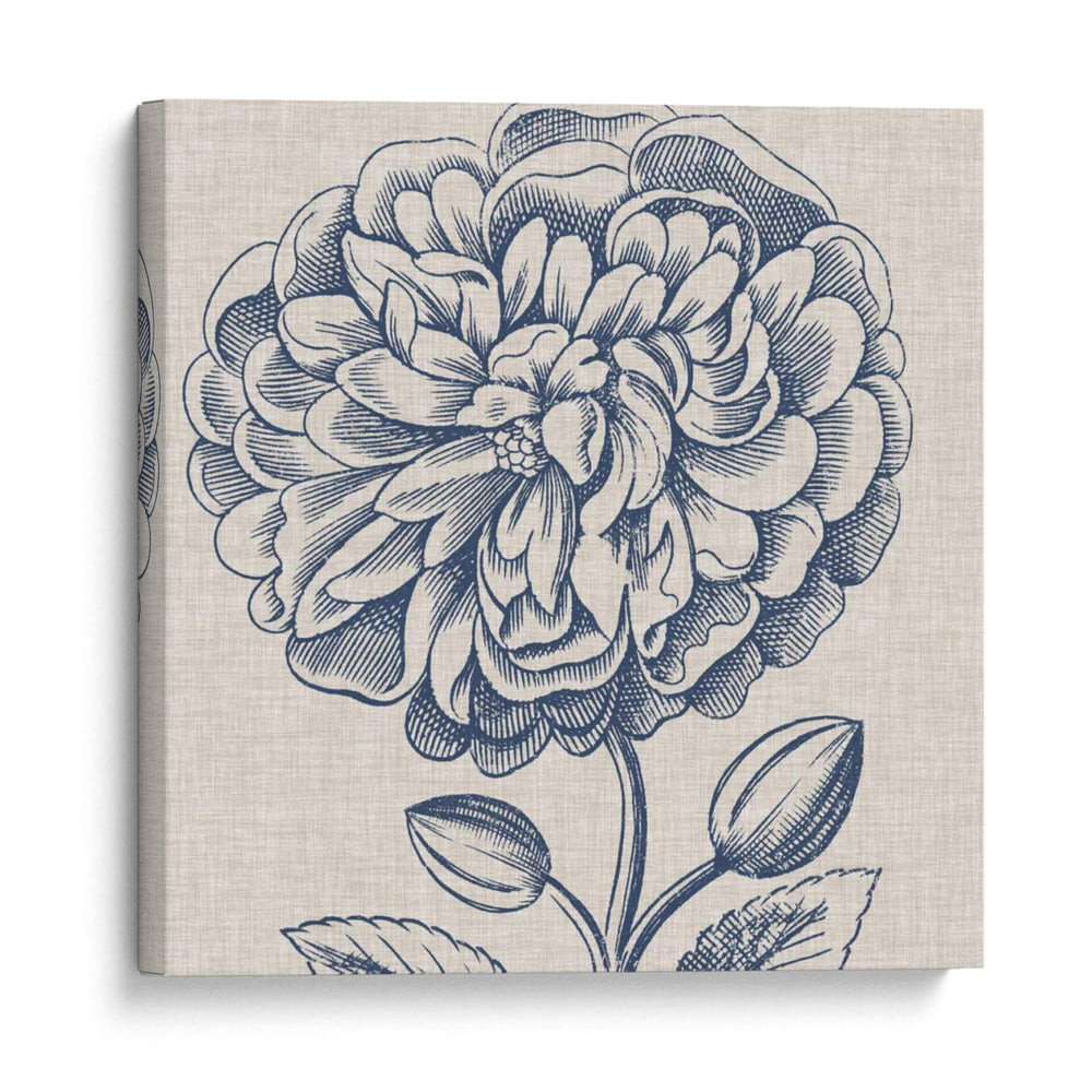 Indigo Floral En Lino Iii - Vision Studio | Cuadro decorativo de Canvas Lab