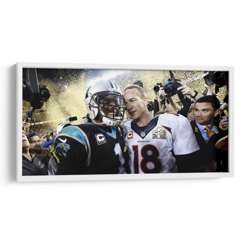 Cam Newton y Peyton Manning | Cuadro decorativo de Canvas Lab