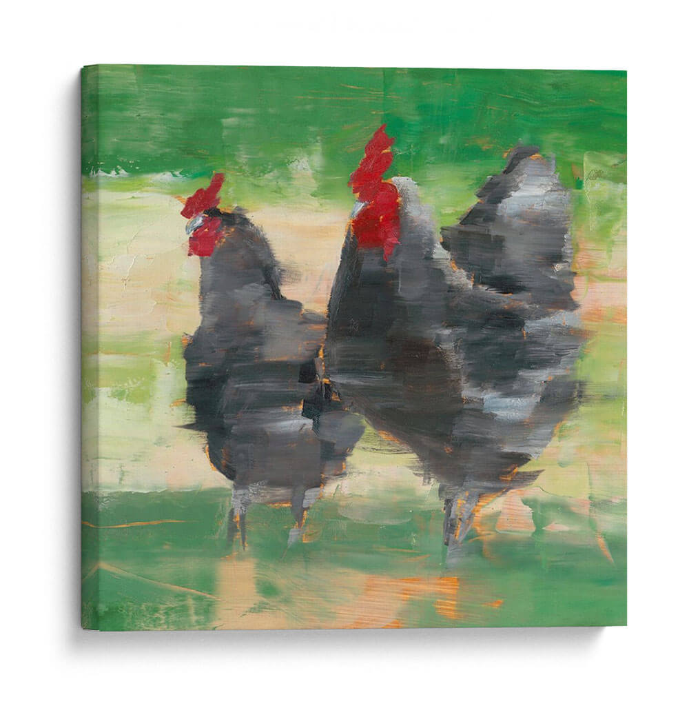 Gallo Negro Y Gallina Ii - Ethan Harper | Cuadro decorativo de Canvas Lab