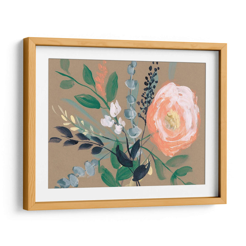 Flores En Mocha I - Jennifer Goldberger | Cuadro decorativo de Canvas Lab