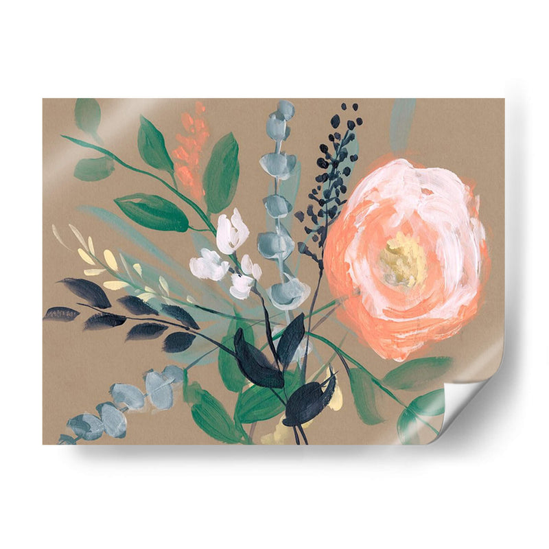 Flores En Mocha I - Jennifer Goldberger | Cuadro decorativo de Canvas Lab