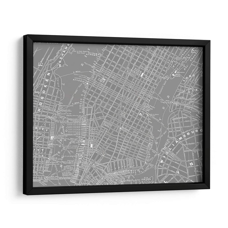 Mapa Gris Personalizado De Nueva York - Vision Studio | Cuadro decorativo de Canvas Lab