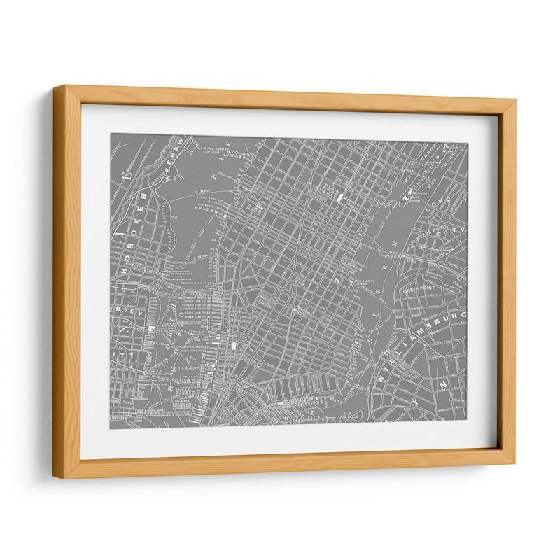 Mapa Gris Personalizado De Nueva York - Vision Studio | Cuadro decorativo de Canvas Lab