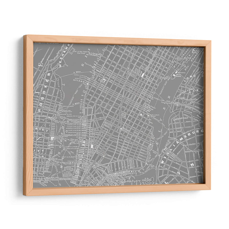 Mapa Gris Personalizado De Nueva York - Vision Studio | Cuadro decorativo de Canvas Lab