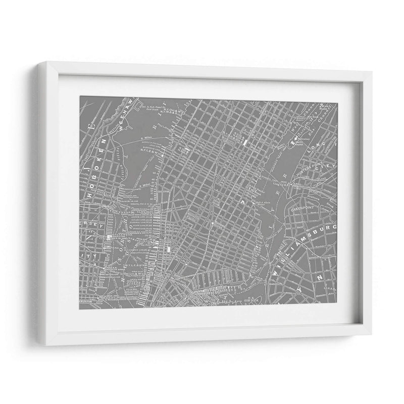 Mapa Gris Personalizado De Nueva York - Vision Studio | Cuadro decorativo de Canvas Lab