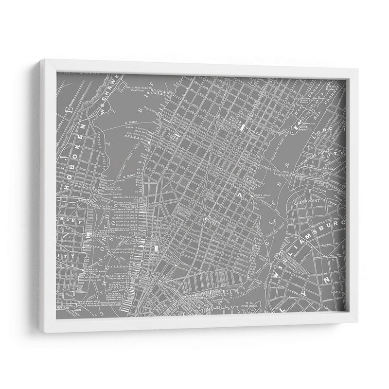 Mapa Gris Personalizado De Nueva York - Vision Studio | Cuadro decorativo de Canvas Lab