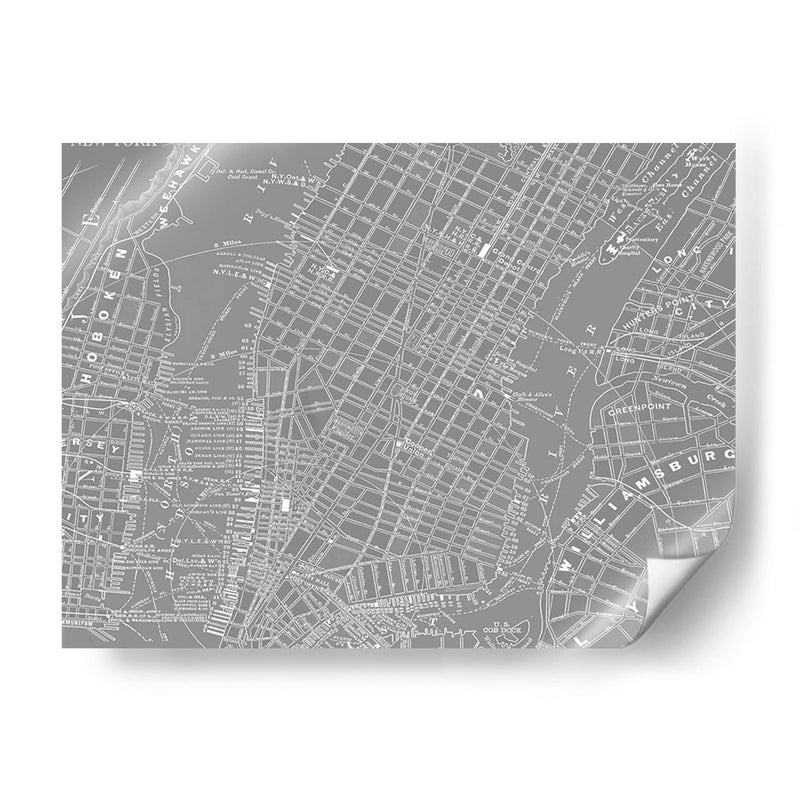 Mapa Gris Personalizado De Nueva York - Vision Studio | Cuadro decorativo de Canvas Lab