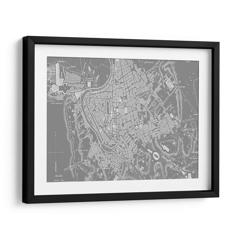 Mapa Gris Personalizado De Roma - Vision Studio | Cuadro decorativo de Canvas Lab