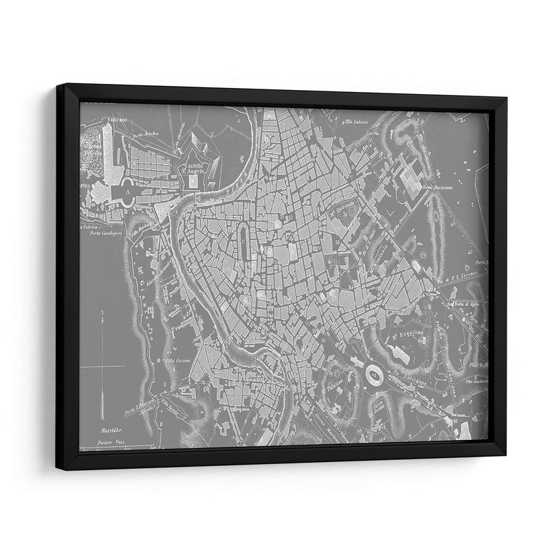 Mapa Gris Personalizado De Roma - Vision Studio | Cuadro decorativo de Canvas Lab