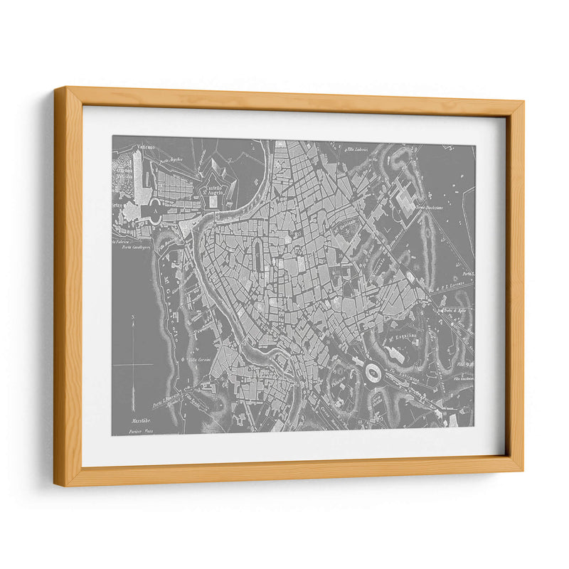 Mapa Gris Personalizado De Roma - Vision Studio | Cuadro decorativo de Canvas Lab