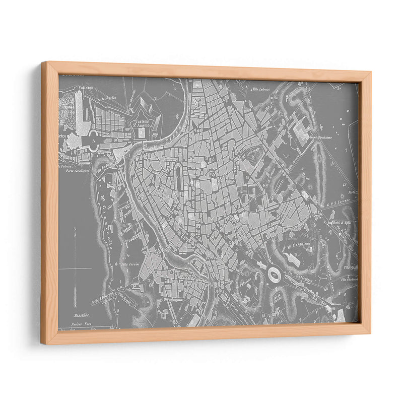 Mapa Gris Personalizado De Roma - Vision Studio | Cuadro decorativo de Canvas Lab