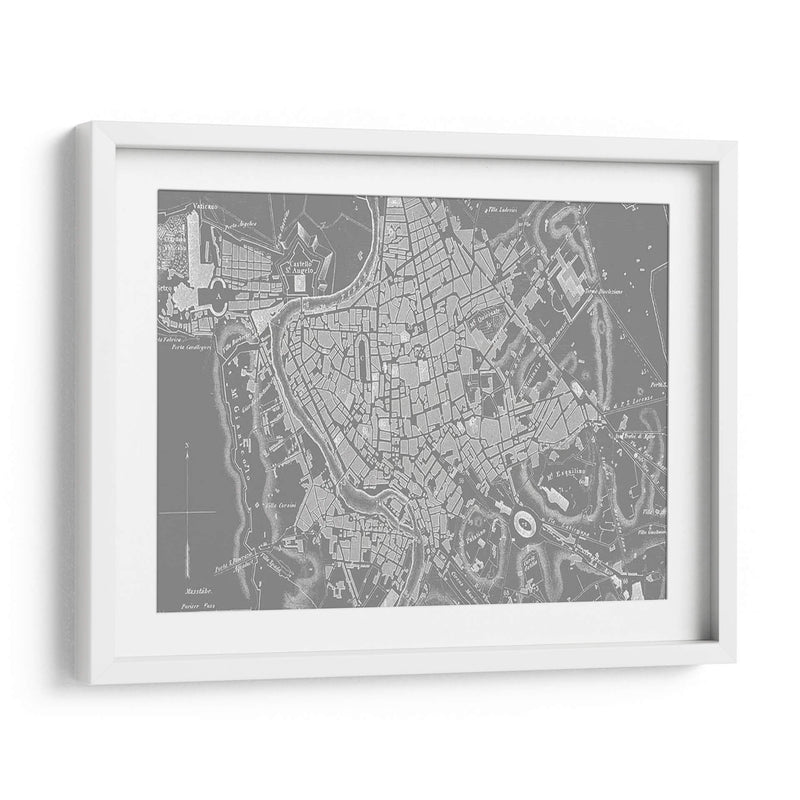 Mapa Gris Personalizado De Roma - Vision Studio | Cuadro decorativo de Canvas Lab