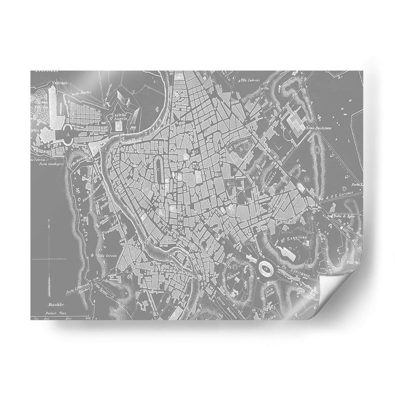 Mapa Gris Personalizado De Roma - Vision Studio | Cuadro decorativo de Canvas Lab