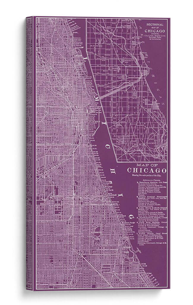 Mapa Gráfico De Chicago - Vision Studio | Cuadro decorativo de Canvas Lab
