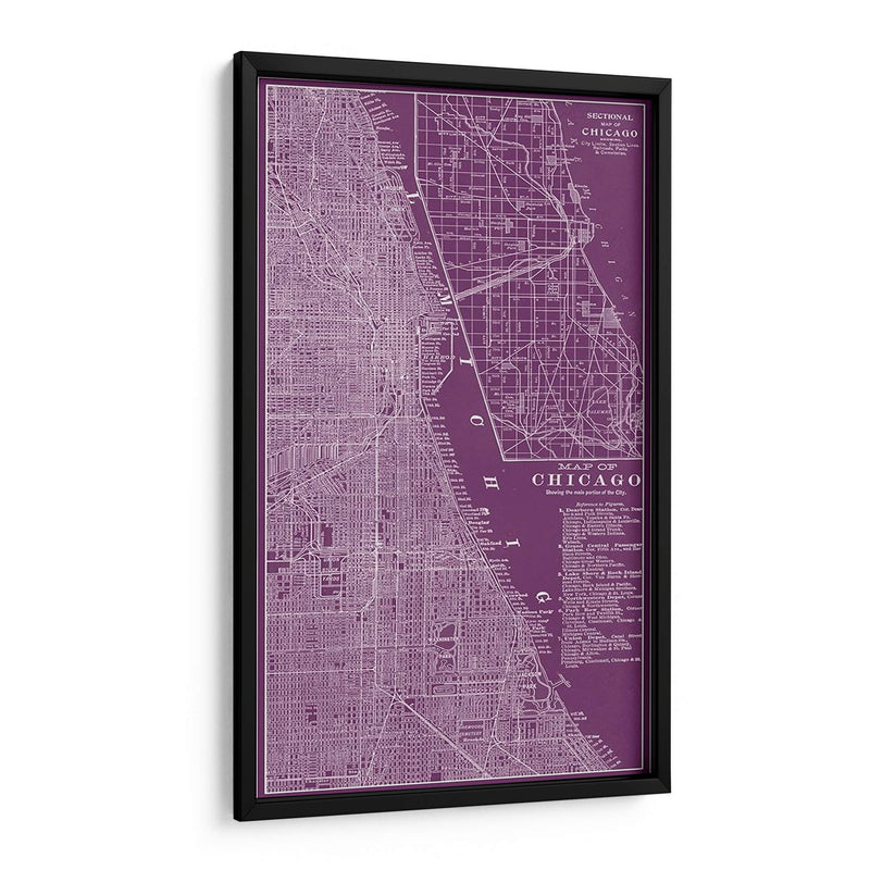 Mapa Gráfico De Chicago - Vision Studio | Cuadro decorativo de Canvas Lab