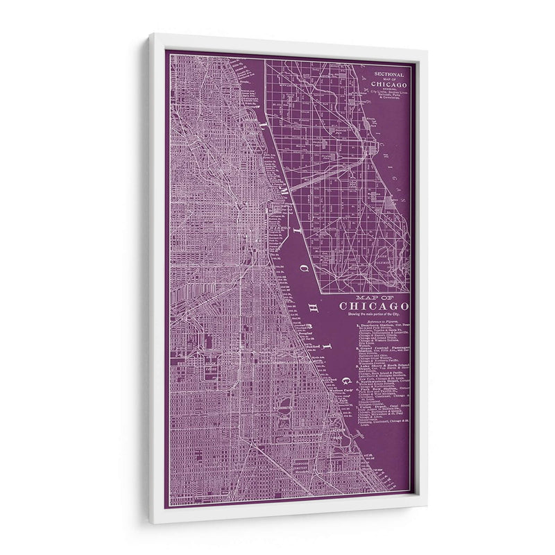 Mapa Gráfico De Chicago - Vision Studio | Cuadro decorativo de Canvas Lab