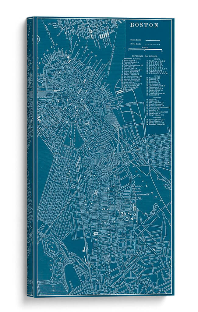 Mapa Gráfico De Boston - Vision Studio | Cuadro decorativo de Canvas Lab