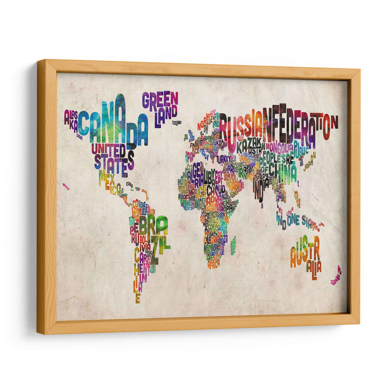 Mapa textual del mundo | Cuadro decorativo de Canvas Lab
