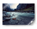 Río entre las montañas suizas | Cuadro decorativo de Canvas Lab