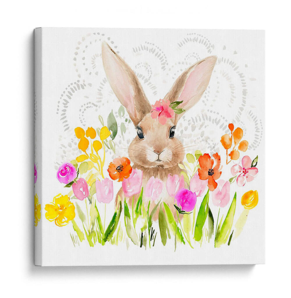 Flores De Abril Y Conejito I - Jennifer Paxton Parker | Cuadro decorativo de Canvas Lab