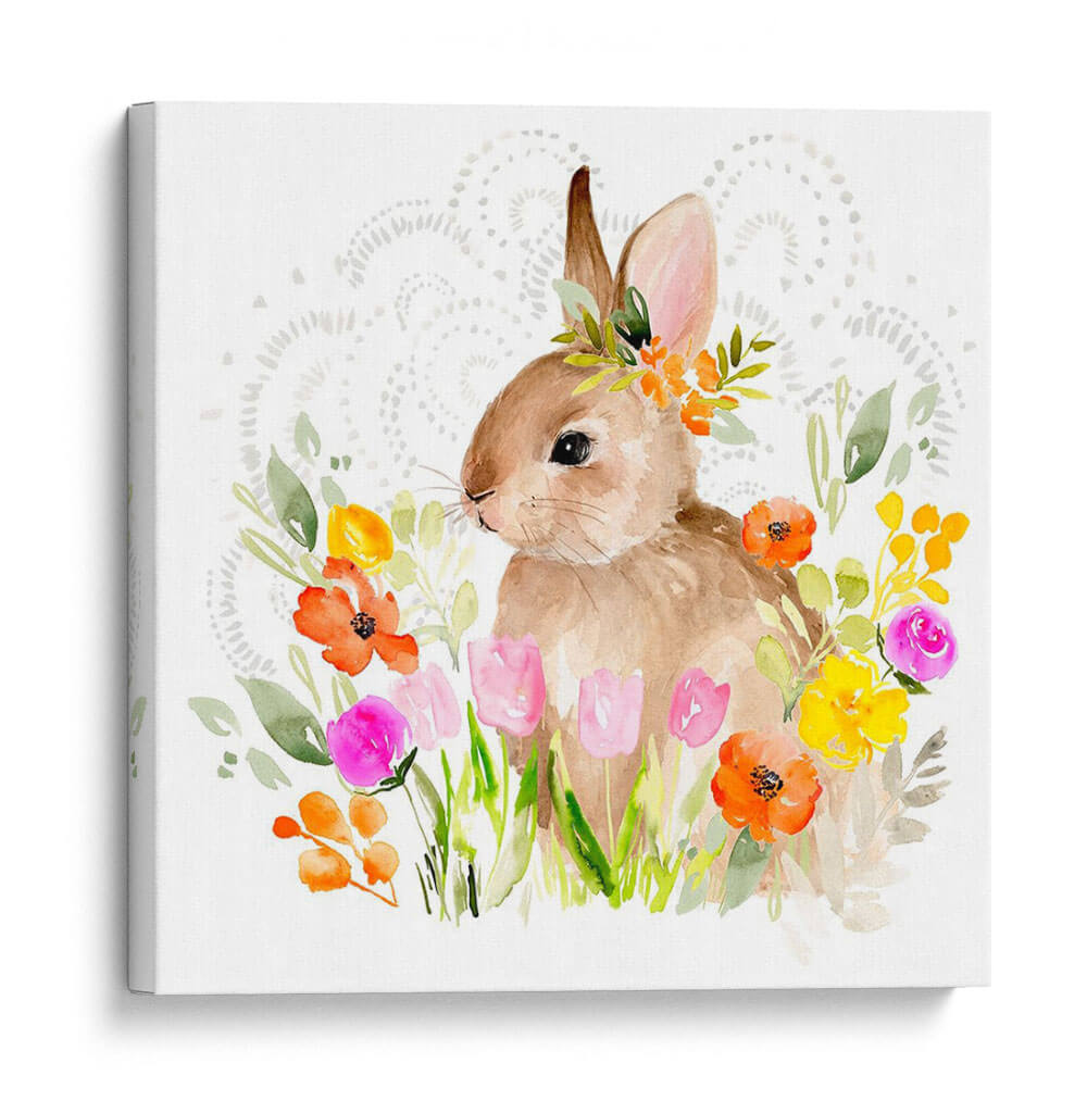 Flores De Abril Y Conejito Ii - Jennifer Paxton Parker | Cuadro decorativo de Canvas Lab