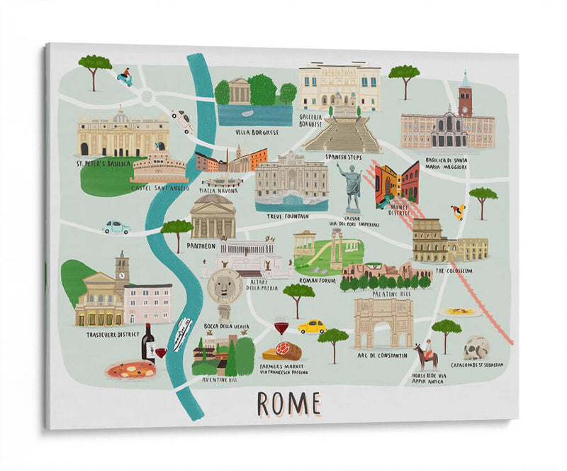 Mapa de Roma | Cuadro decorativo de Canvas Lab