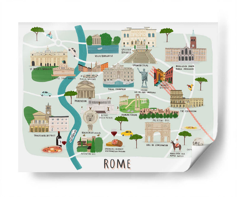 Mapa de Roma | Cuadro decorativo de Canvas Lab