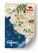 Mapa ilustrado de California | Cuadro decorativo de Canvas Lab