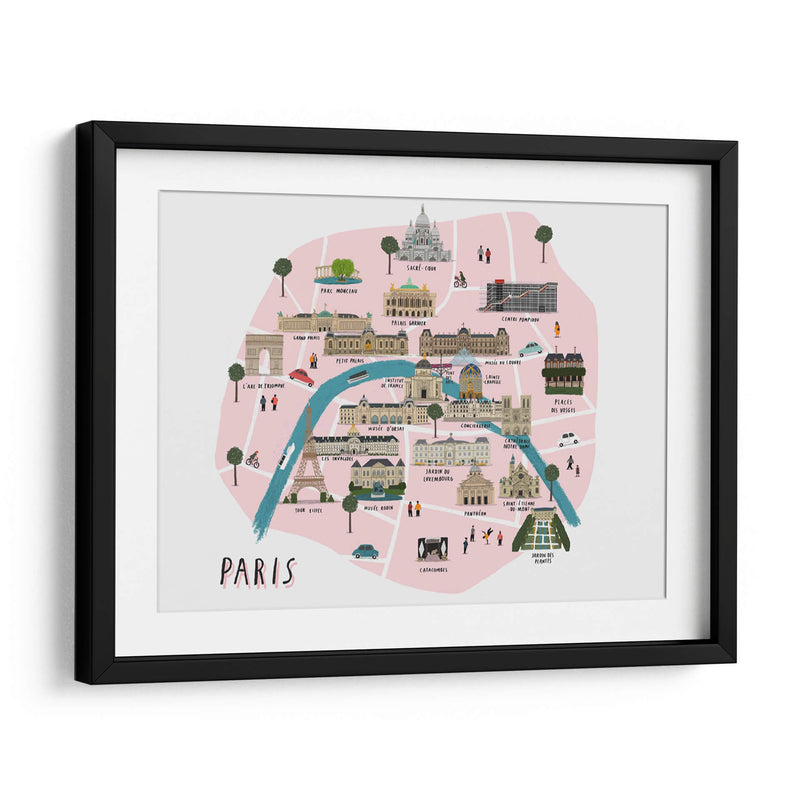 Mapa ilustrado de París | Cuadro decorativo de Canvas Lab