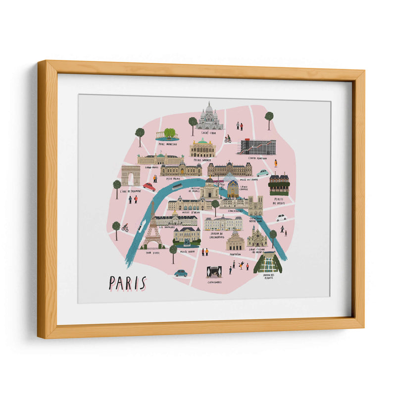 Mapa ilustrado de París | Cuadro decorativo de Canvas Lab