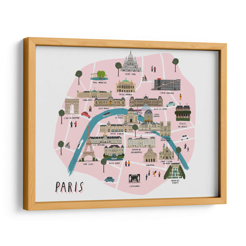 Mapa ilustrado de París | Cuadro decorativo de Canvas Lab