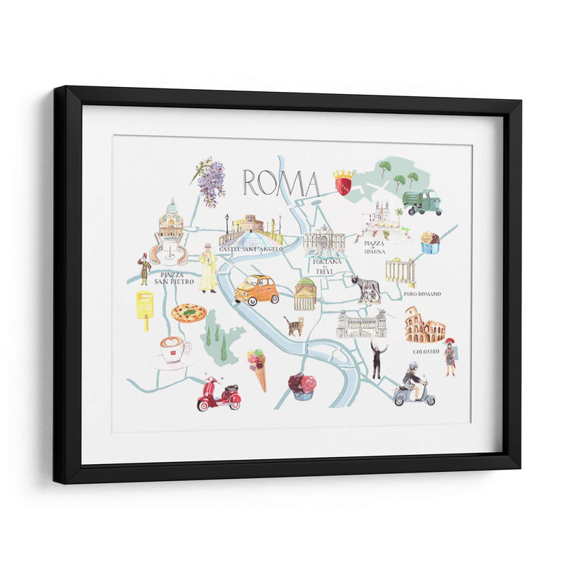 Mapa ilustrado de Roma | Cuadro decorativo de Canvas Lab