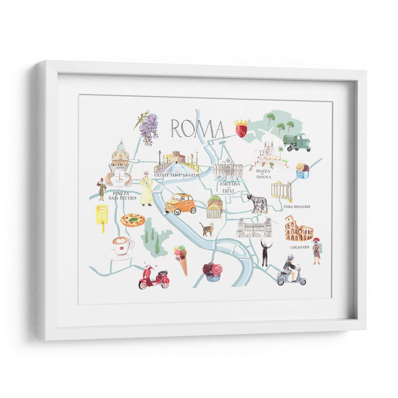 Mapa ilustrado de Roma | Cuadro decorativo de Canvas Lab