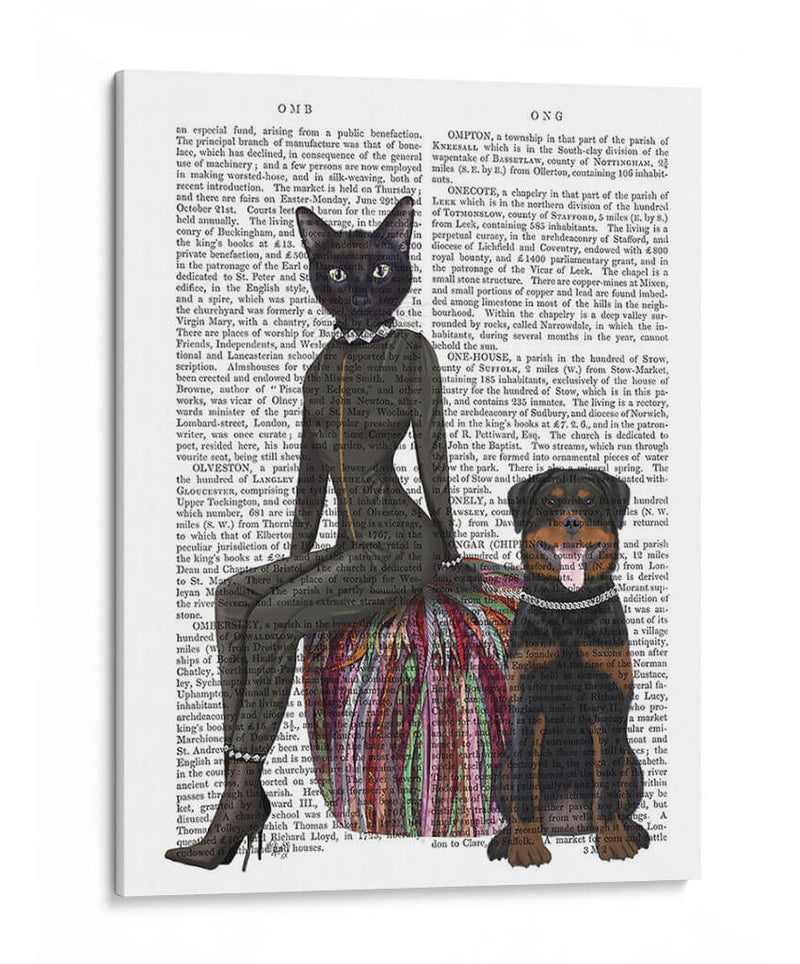 Impresión De Libro De Gato Negro Y Rottweiler - Fab Funky | Cuadro decorativo de Canvas Lab