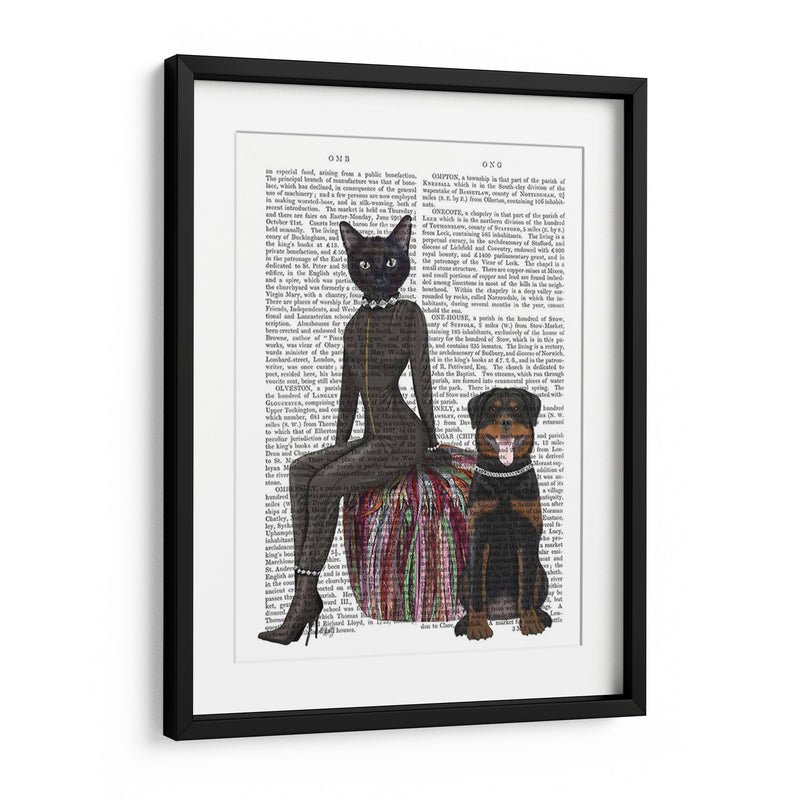 Impresión De Libro De Gato Negro Y Rottweiler - Fab Funky | Cuadro decorativo de Canvas Lab