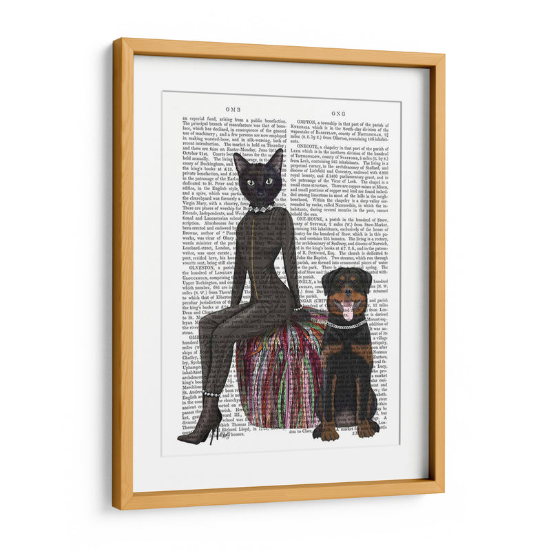 Impresión De Libro De Gato Negro Y Rottweiler - Fab Funky | Cuadro decorativo de Canvas Lab