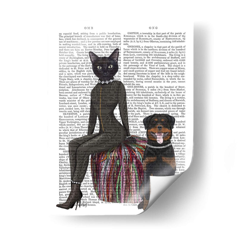 Impresión De Libro De Gato Negro Y Rottweiler - Fab Funky | Cuadro decorativo de Canvas Lab