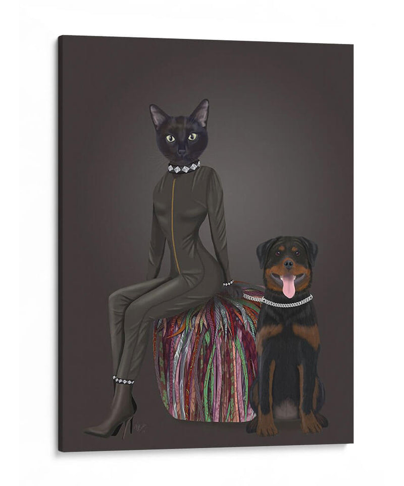 Gato Negro Y Rottweiler - Fab Funky | Cuadro decorativo de Canvas Lab