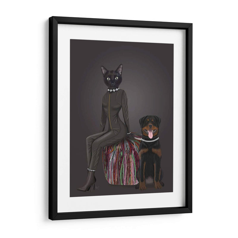 Gato Negro Y Rottweiler - Fab Funky | Cuadro decorativo de Canvas Lab