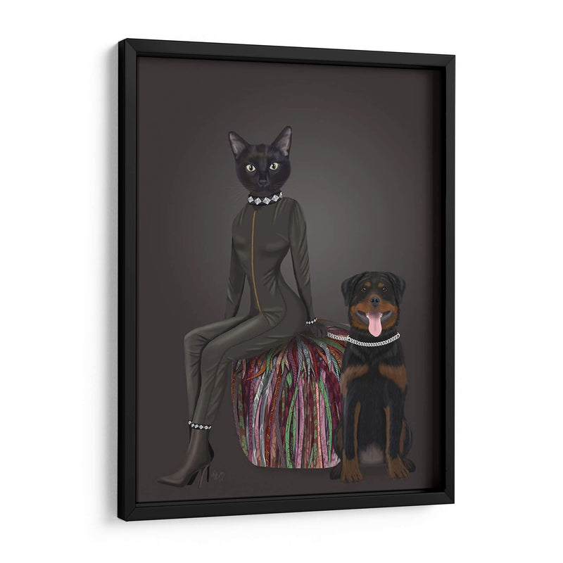 Gato Negro Y Rottweiler - Fab Funky | Cuadro decorativo de Canvas Lab