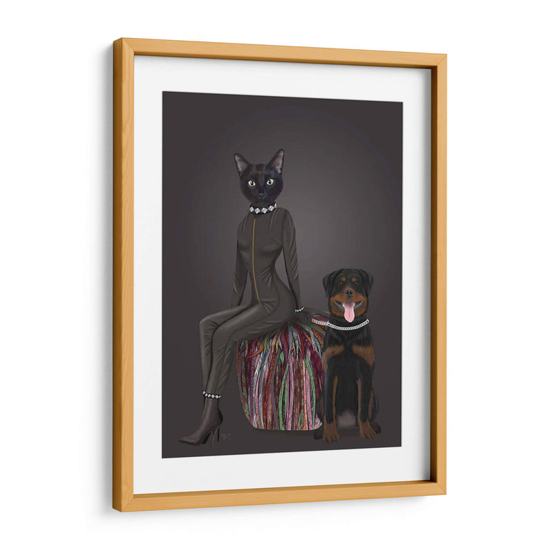 Gato Negro Y Rottweiler - Fab Funky | Cuadro decorativo de Canvas Lab