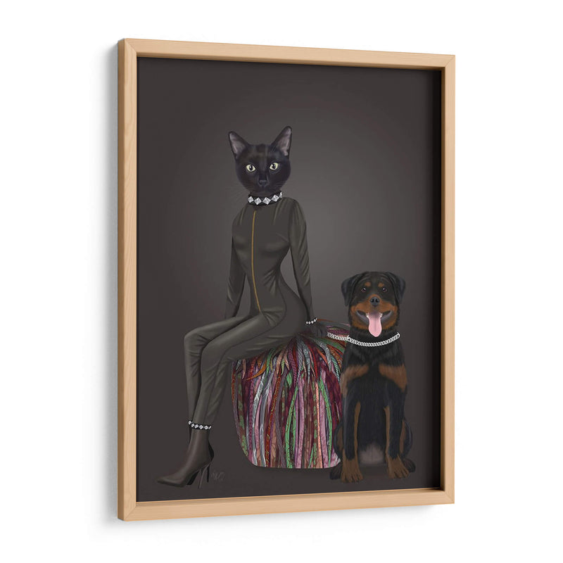 Gato Negro Y Rottweiler - Fab Funky | Cuadro decorativo de Canvas Lab