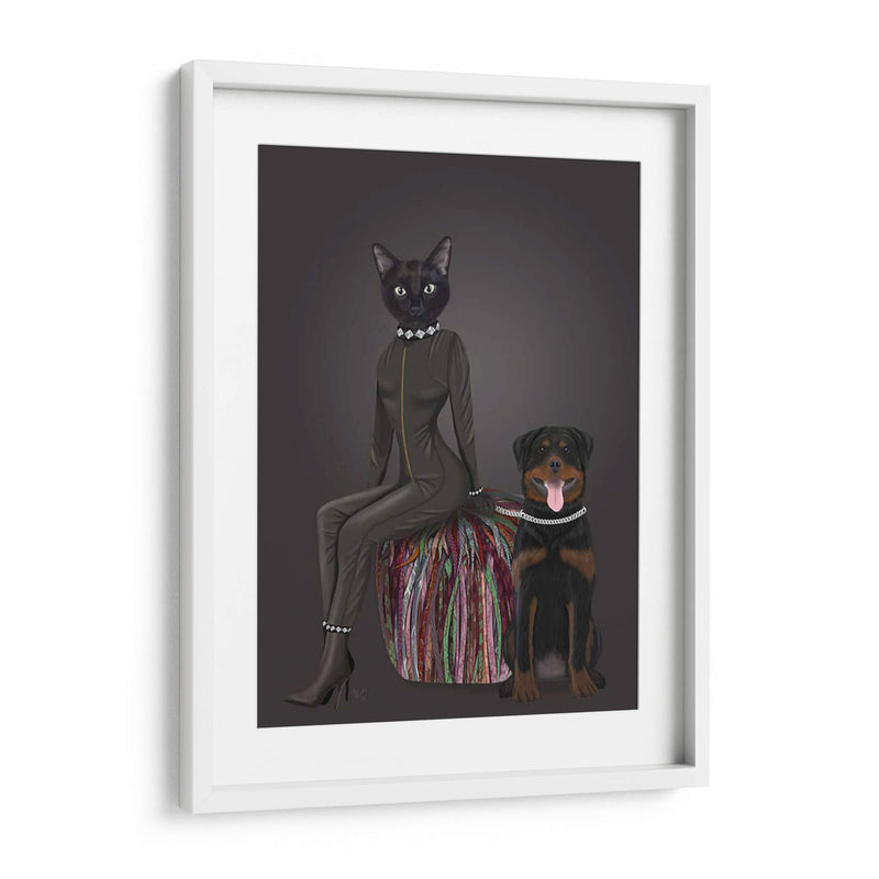 Gato Negro Y Rottweiler - Fab Funky | Cuadro decorativo de Canvas Lab