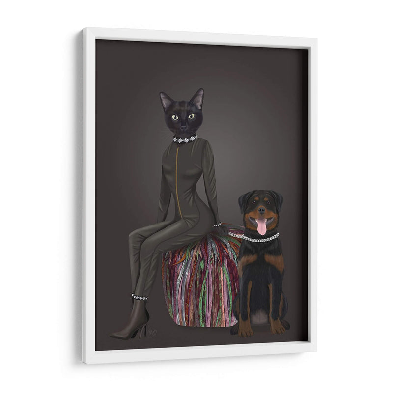 Gato Negro Y Rottweiler - Fab Funky | Cuadro decorativo de Canvas Lab